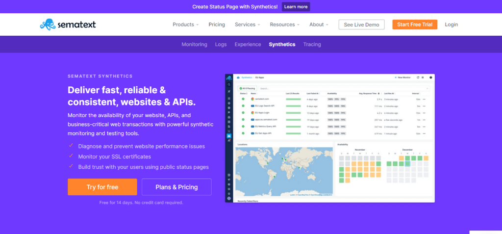  Sematext web monitoring software for small businesses